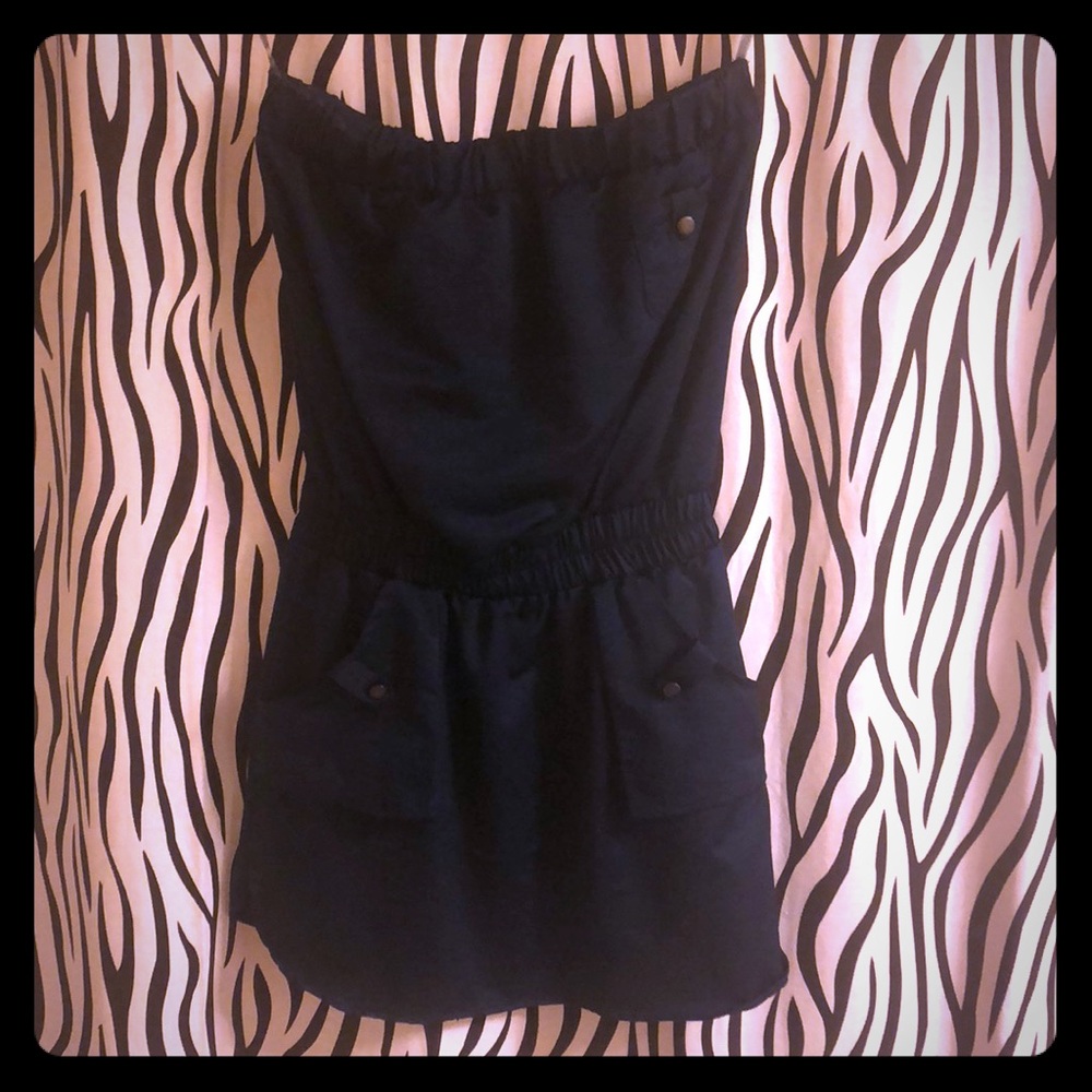 Small Navy Blue Strapless Romper w/ Pockets